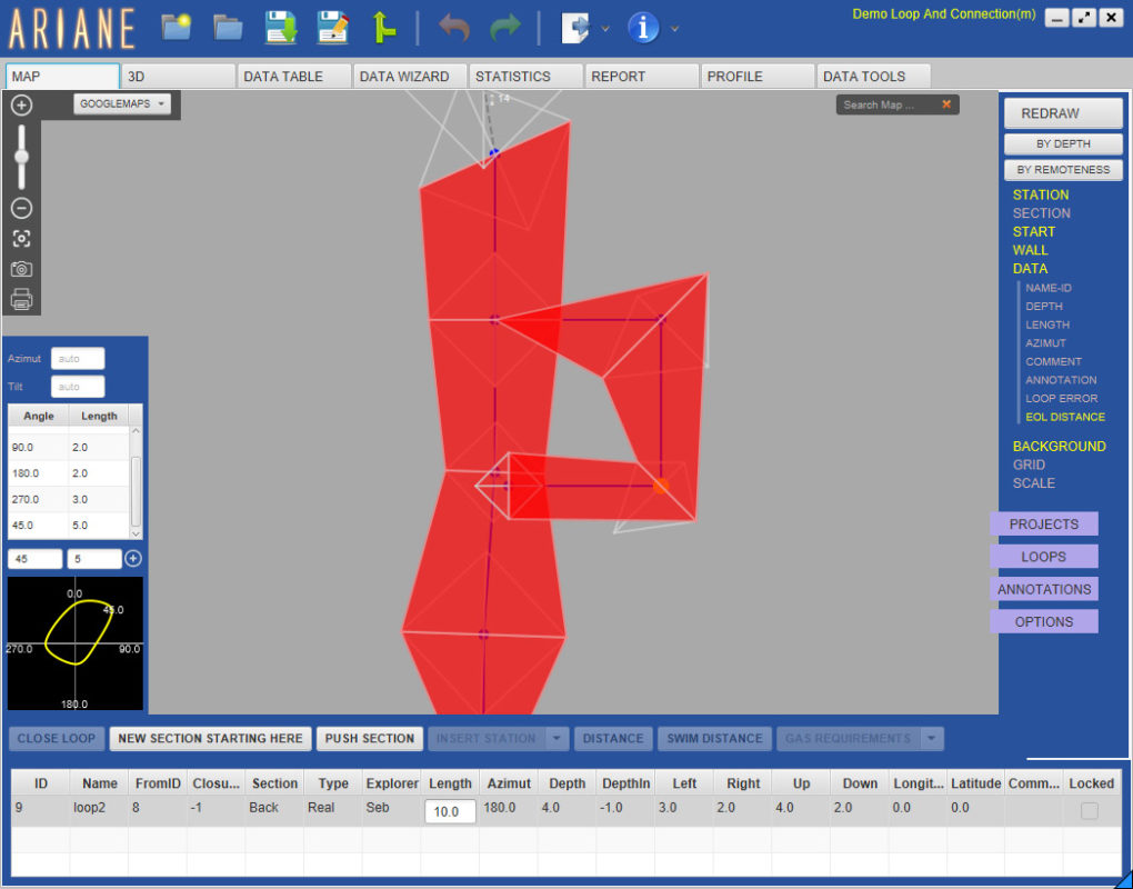 Ariane's Line MNemo • Cave Survey software• 3D Cave Mapping